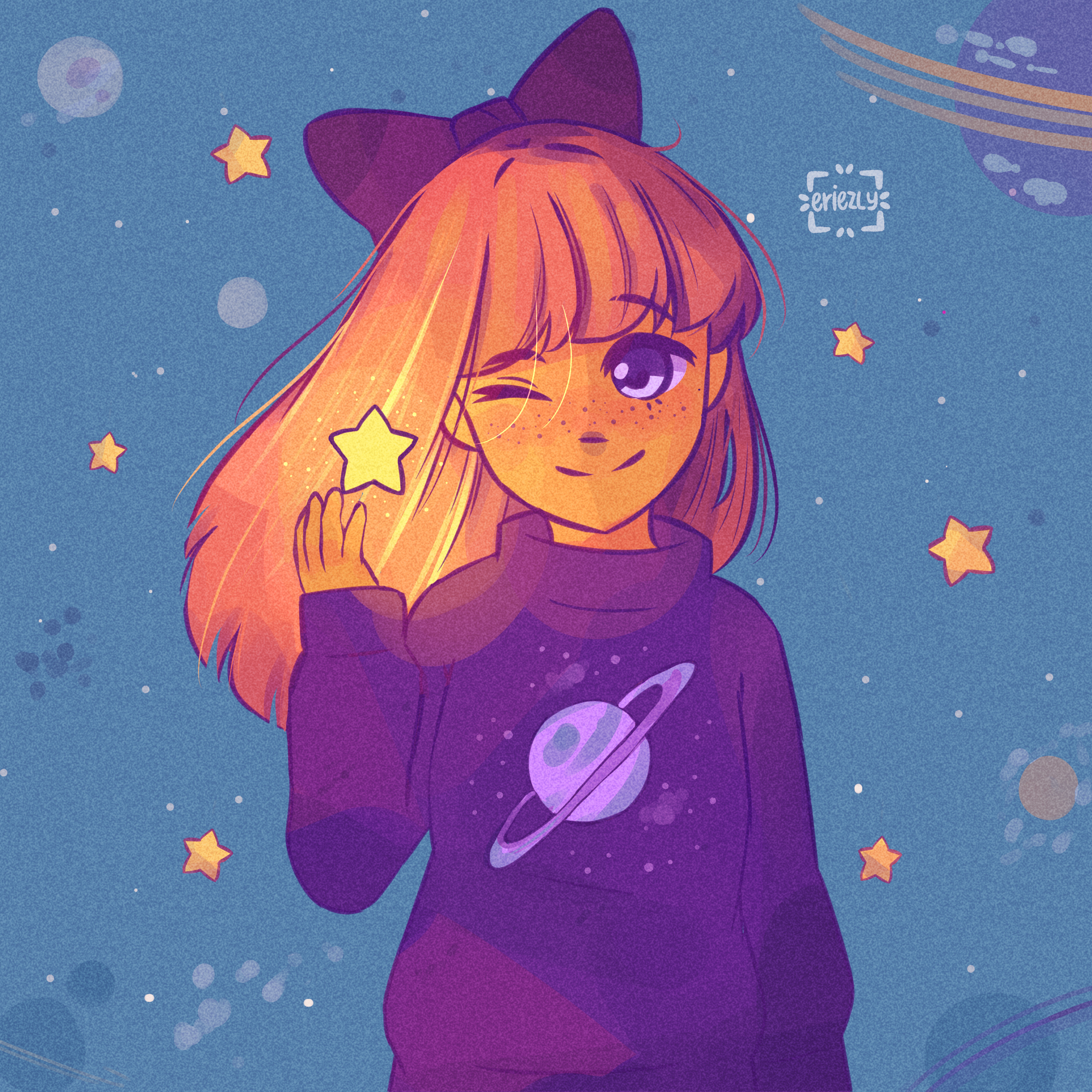 dibujo chica y estrella por eriezly